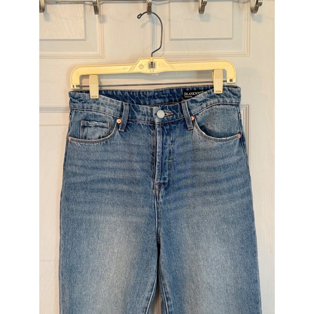 Blank NYC Baxter Ribcage Straight Leg Distressed Jeans Ripped Baggy Raw Hem Butt - Picture 4 of 16